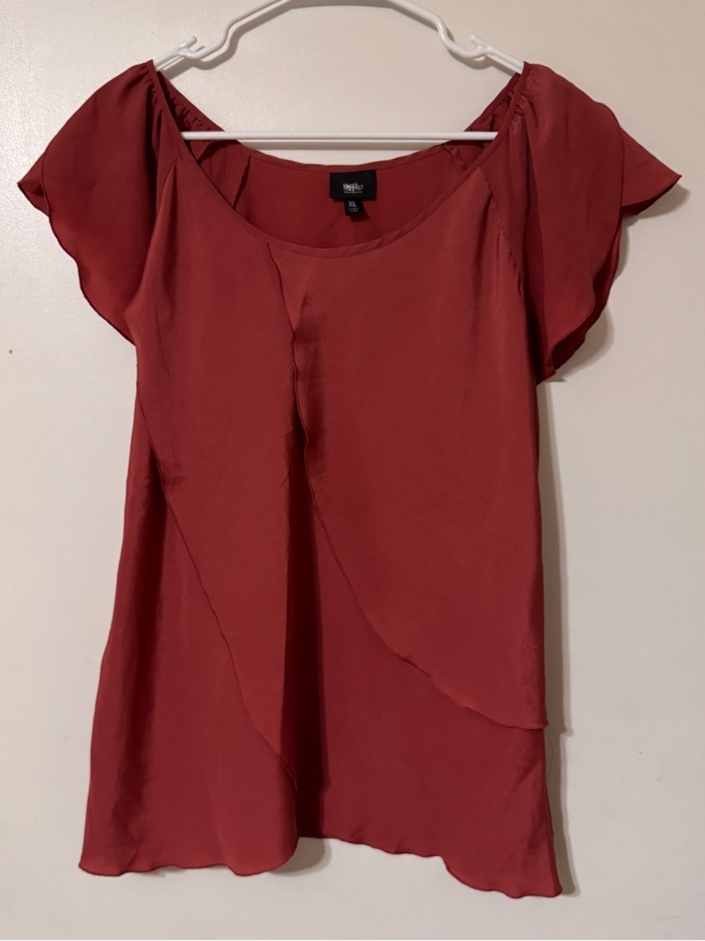 Mossimo Supply Co. Rust Red Flutter Sleeve Blouse